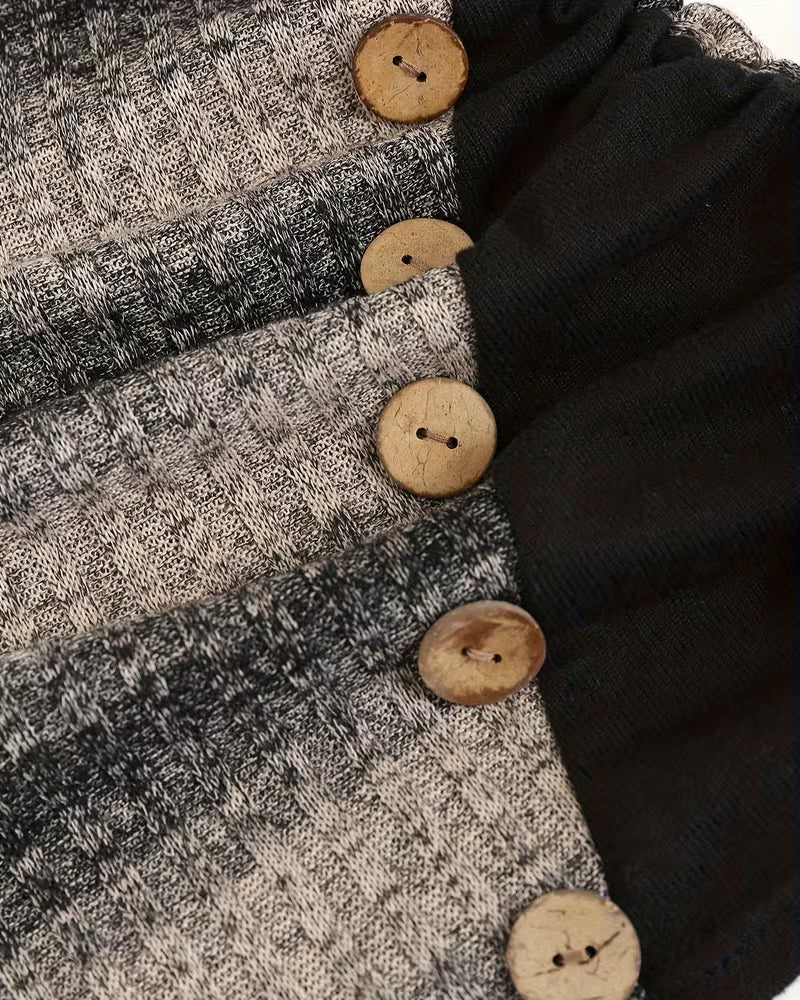 Sweatshirt Irrégulier Rayure Bouton