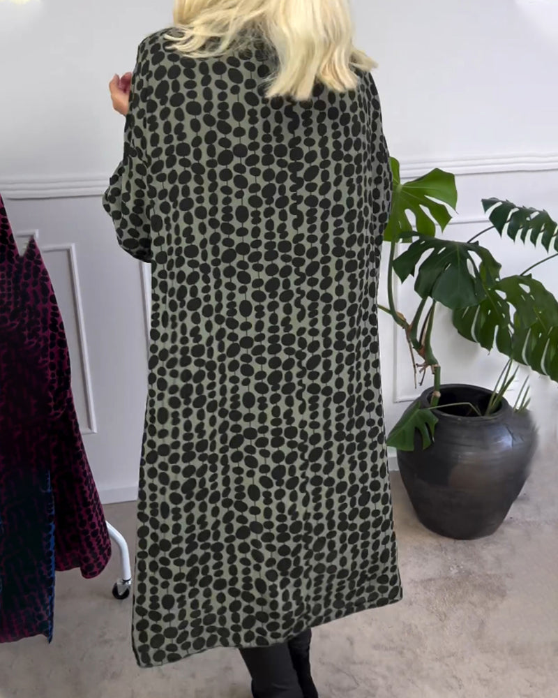 Robe col V rétro à pois