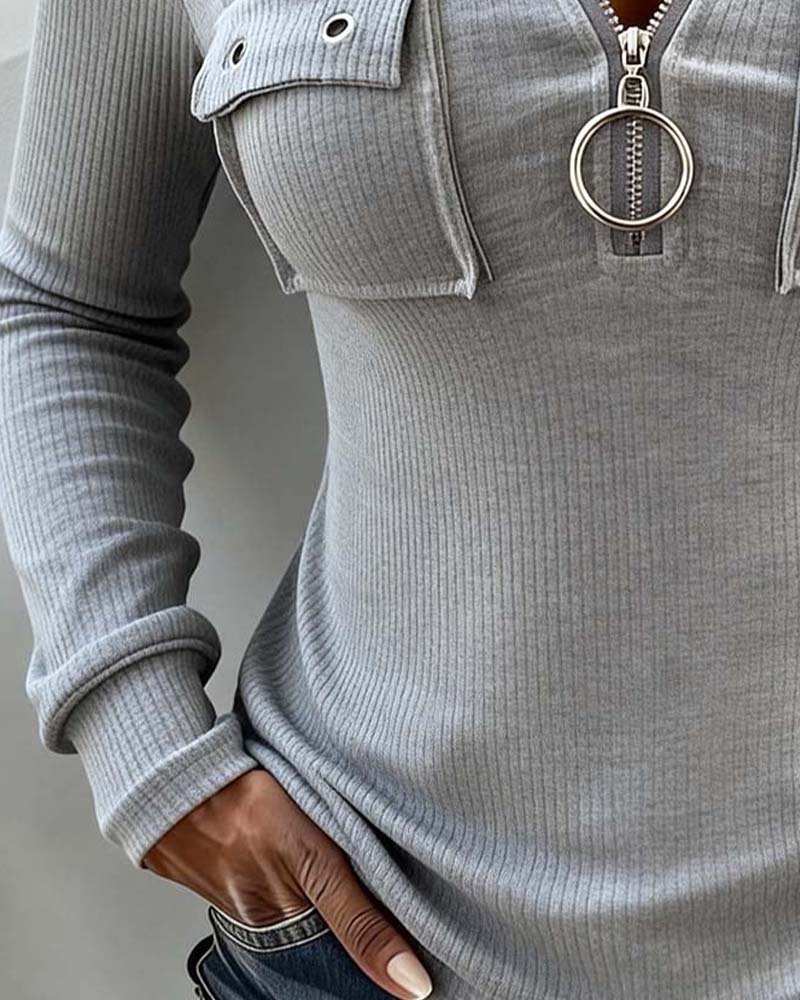 Blouse Fermeture Éclair Capuche Ajustée