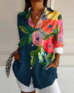 Blouse Imprimé Col Montant