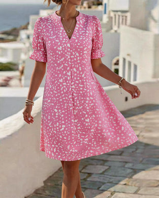 Robes Col V Col Carré Manche Bouffante Imprimé