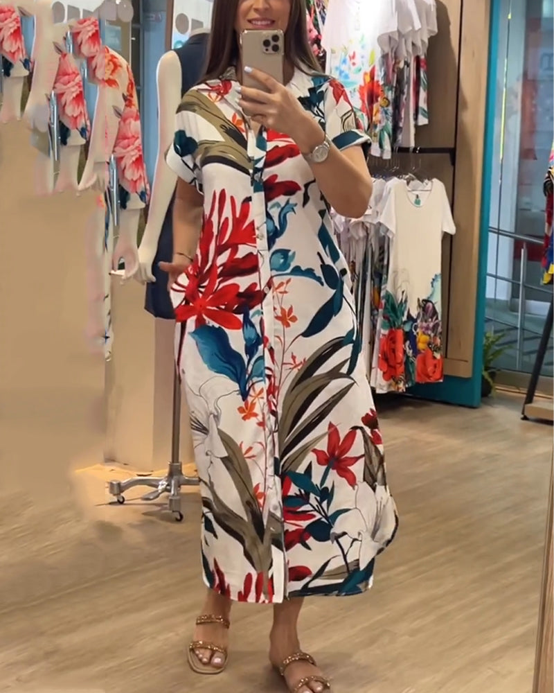 Robe à manches courtes et motif imprimé