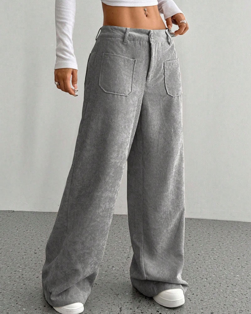 Pantalon Devant Dos Poche Unie Jambe Droite Long