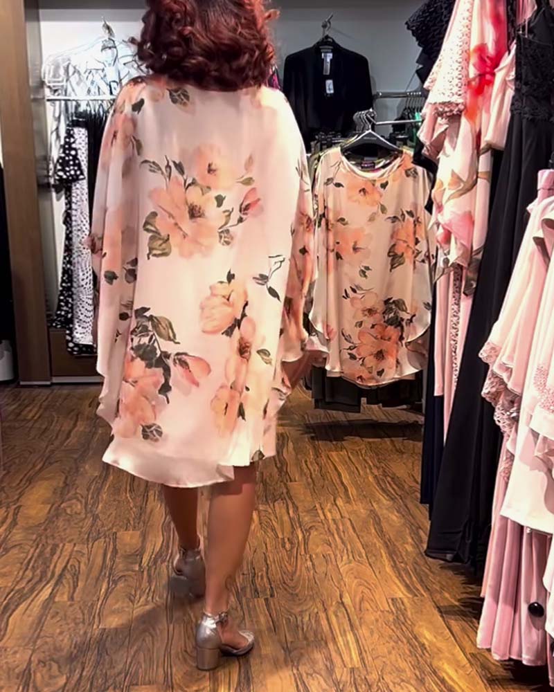 Robe Imprimé Manche Chauve-Souris