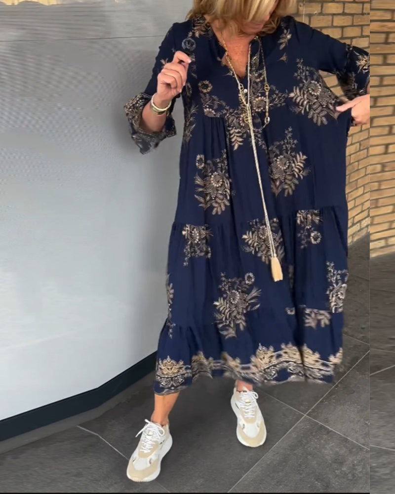 Robe Vintage ample à col en V