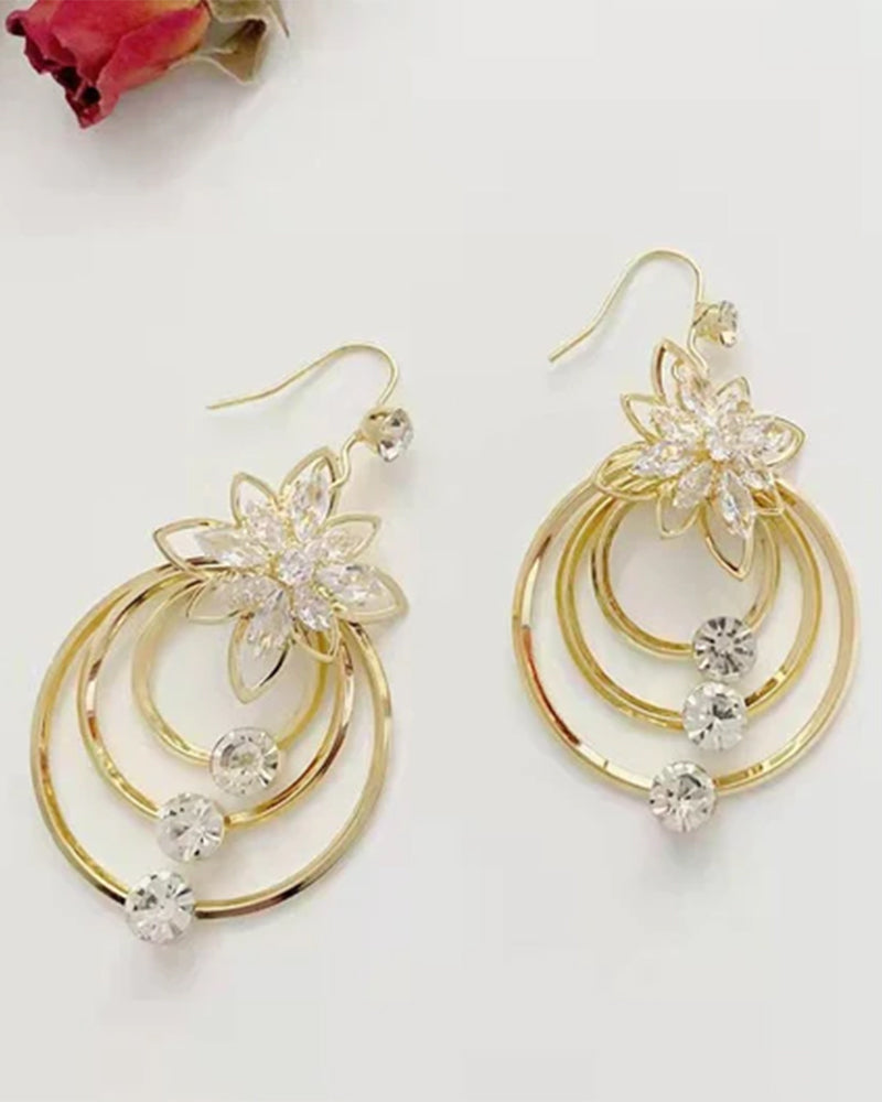 Boucles d'oreilles trois créoles lotus en cristal
