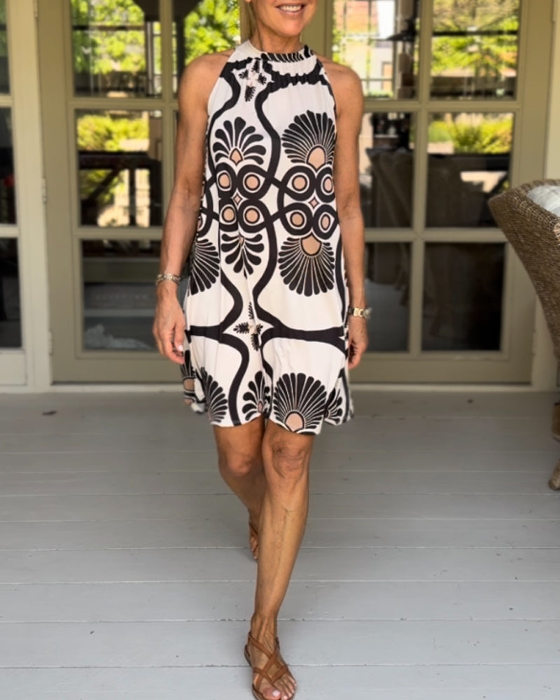 Robe imprimée vintage à col licou