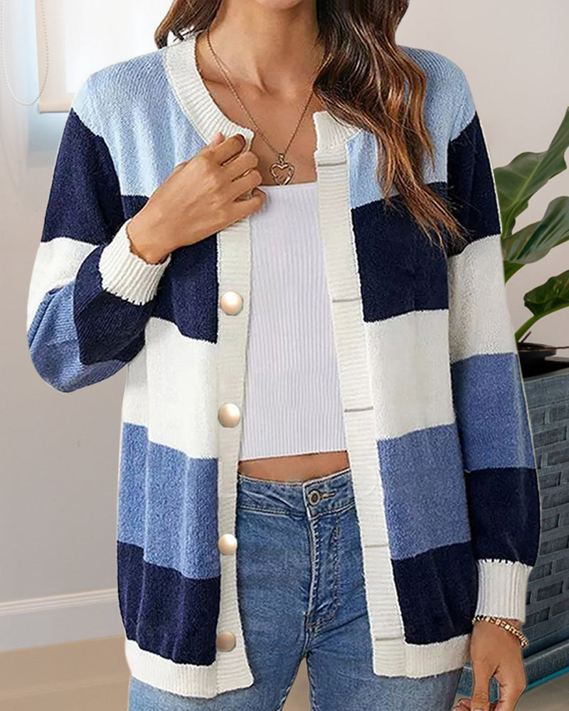 Cardigan colorblock pour kvinner