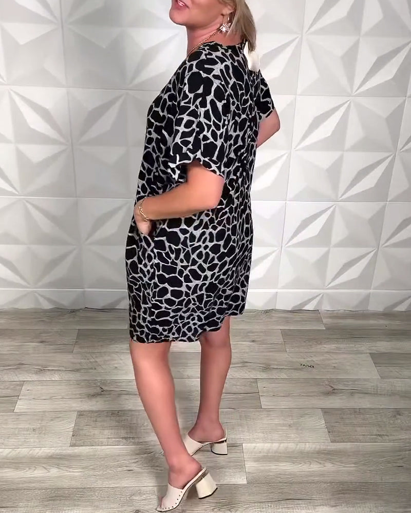 Robe décontractée imprimée col rond