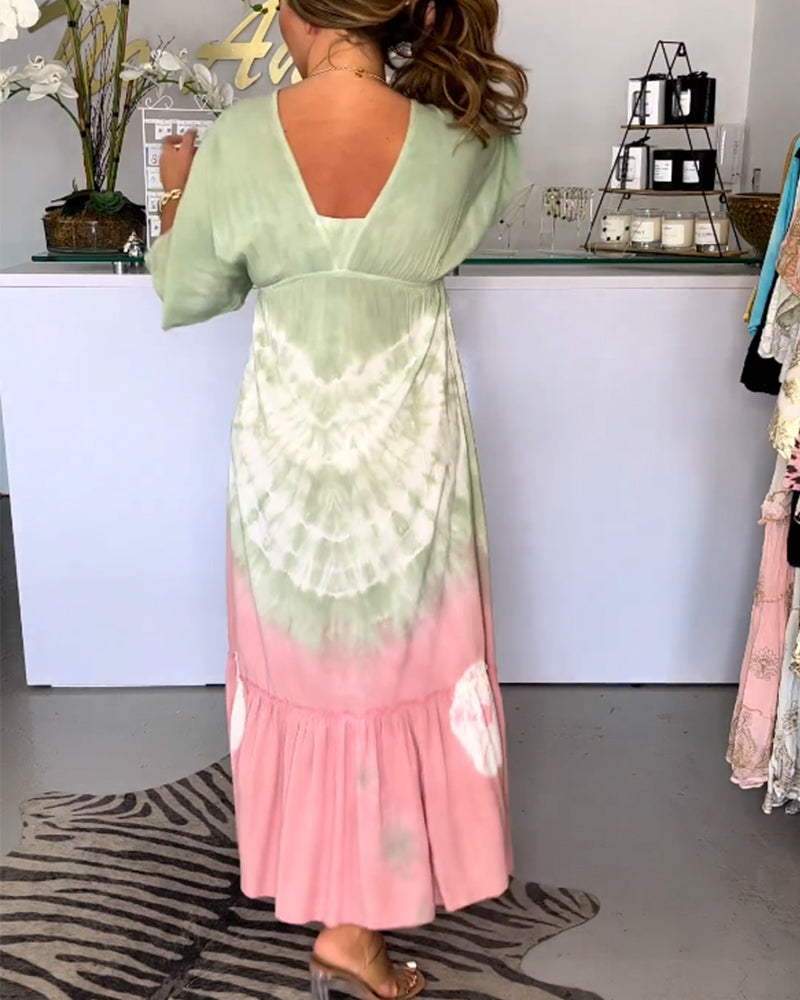 Robe col V avec imprimé dégradé