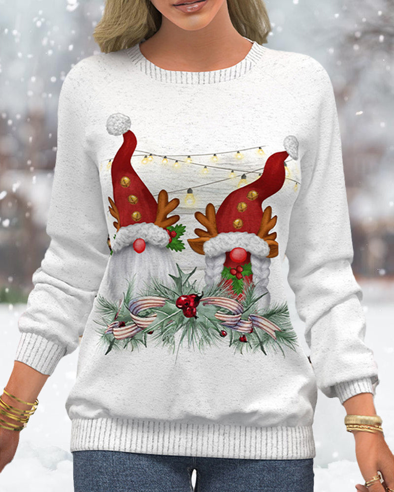 Pull de Noël à imprimé flocon de neige et manches raglan