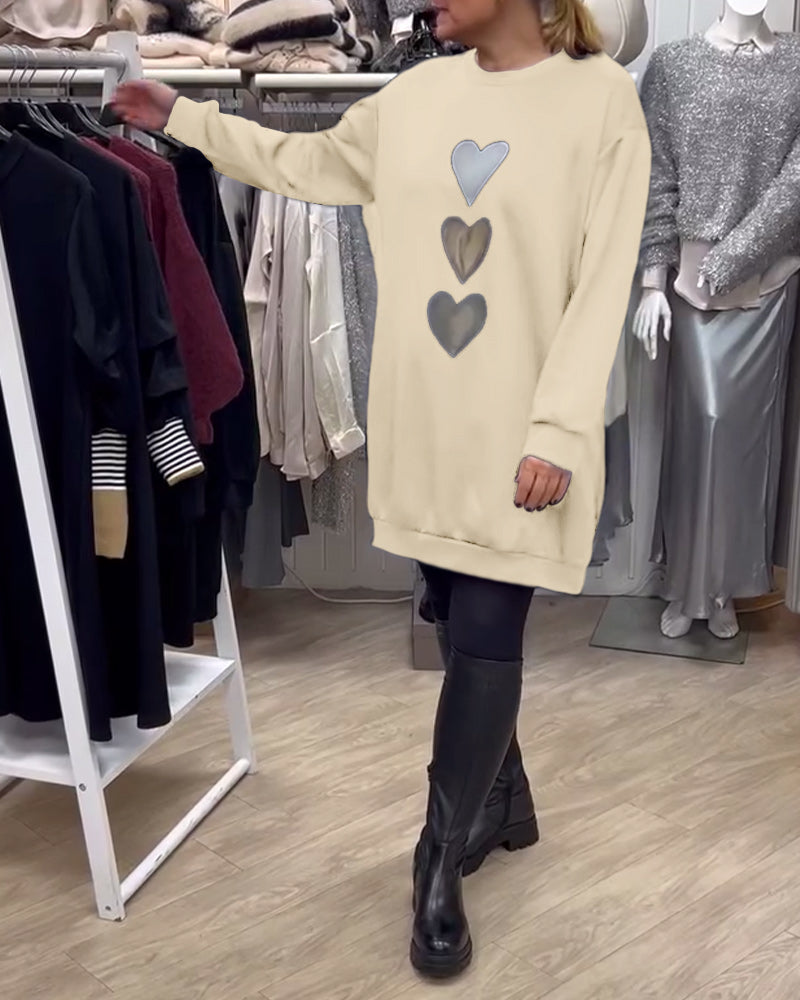 Robe Shift Cœur Motif Casual
