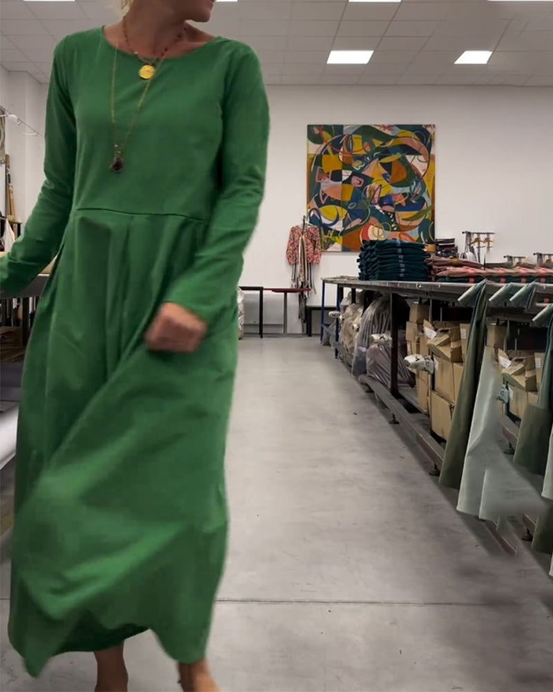 Robe unie à col rond