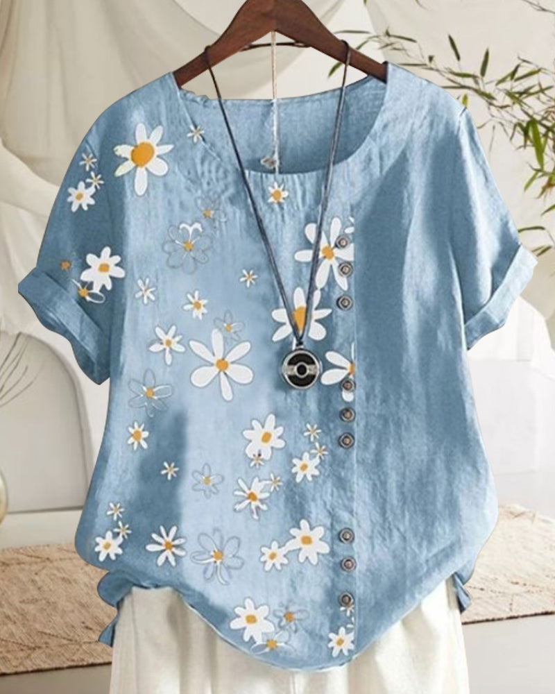 Chemisier ample à manches courtes en coton