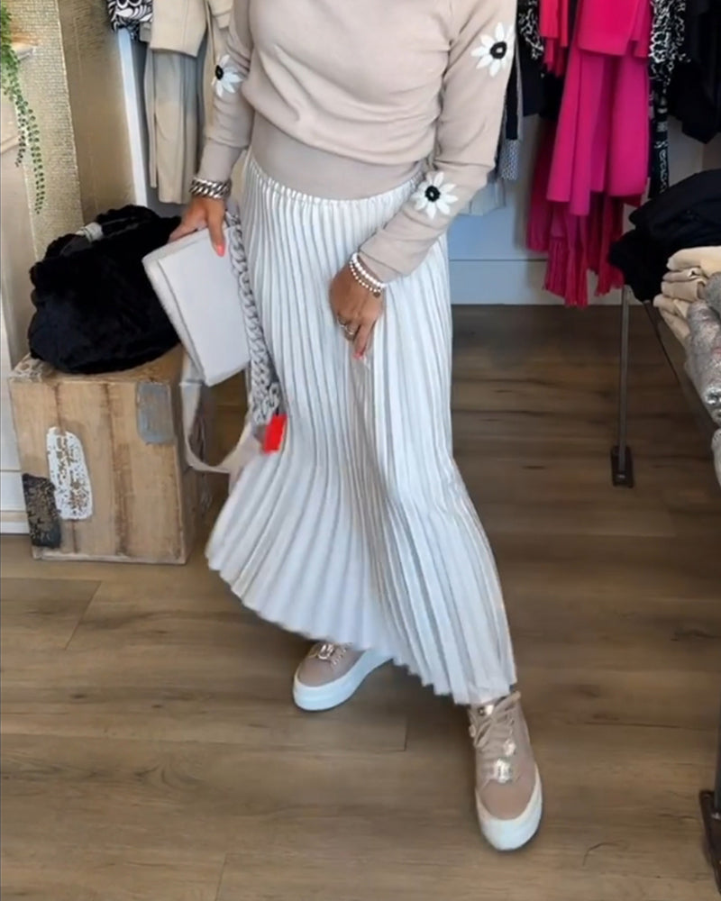 Robe plissée de couleur unie