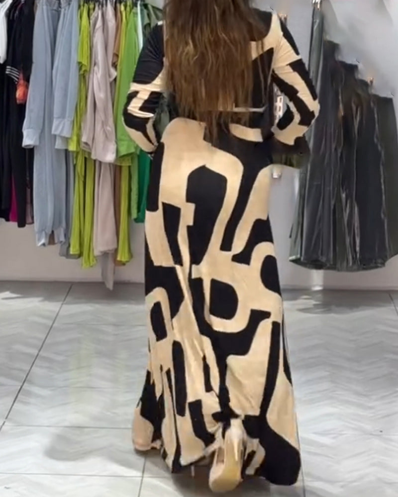 Robe élégante à manches longues et col en V