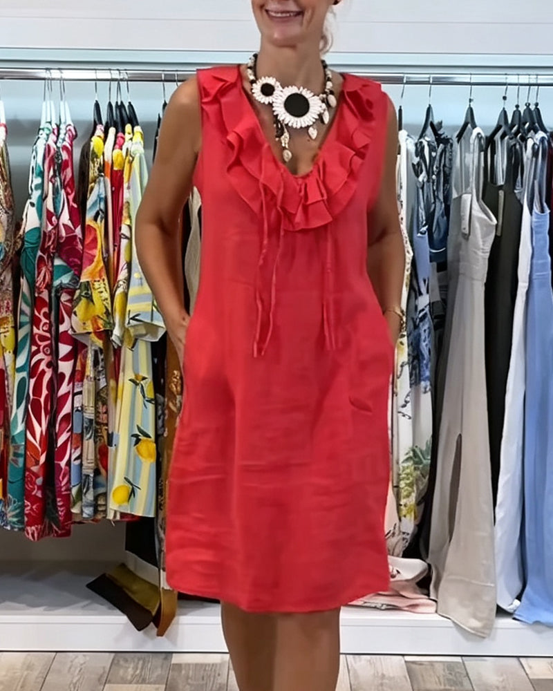 Robe Volant Sans Manches Décontractée