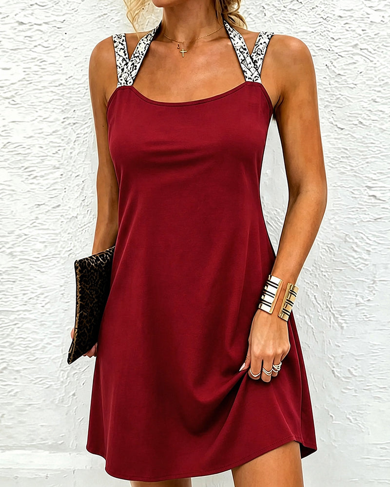 Robe Bretelles Brillant Croisé Unie