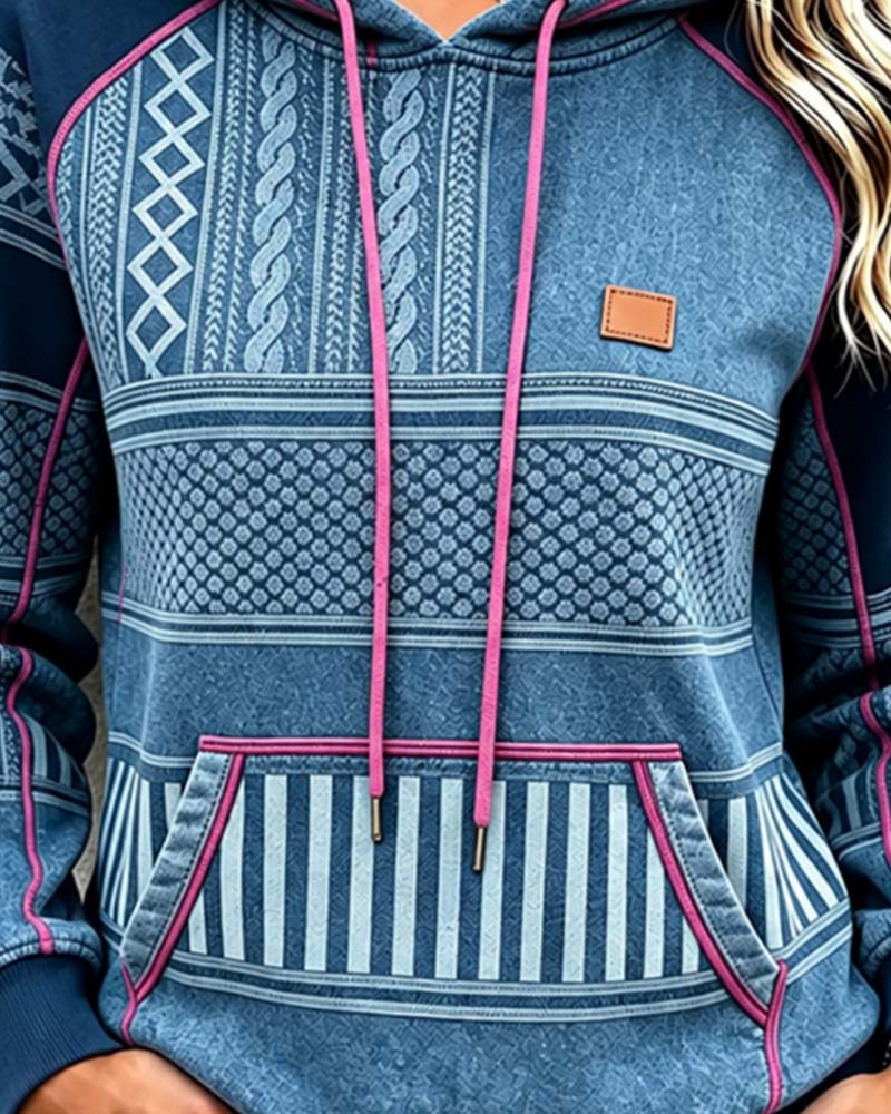 Hoodie Capuche Manches Longues Décontracté