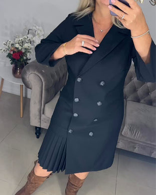 Robe élégante unie à double boutonnage