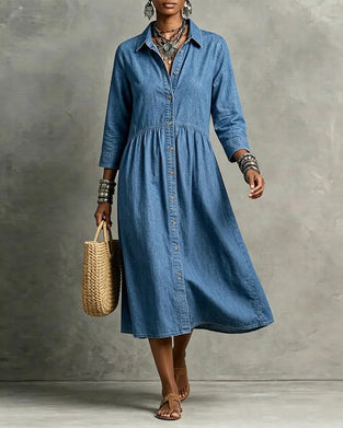Robe Col Chemise Décontractée