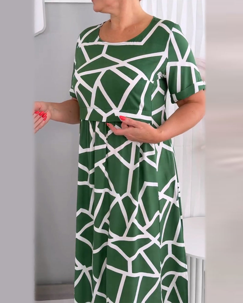 Robes Col Rond Patchwork Décontracté Ample