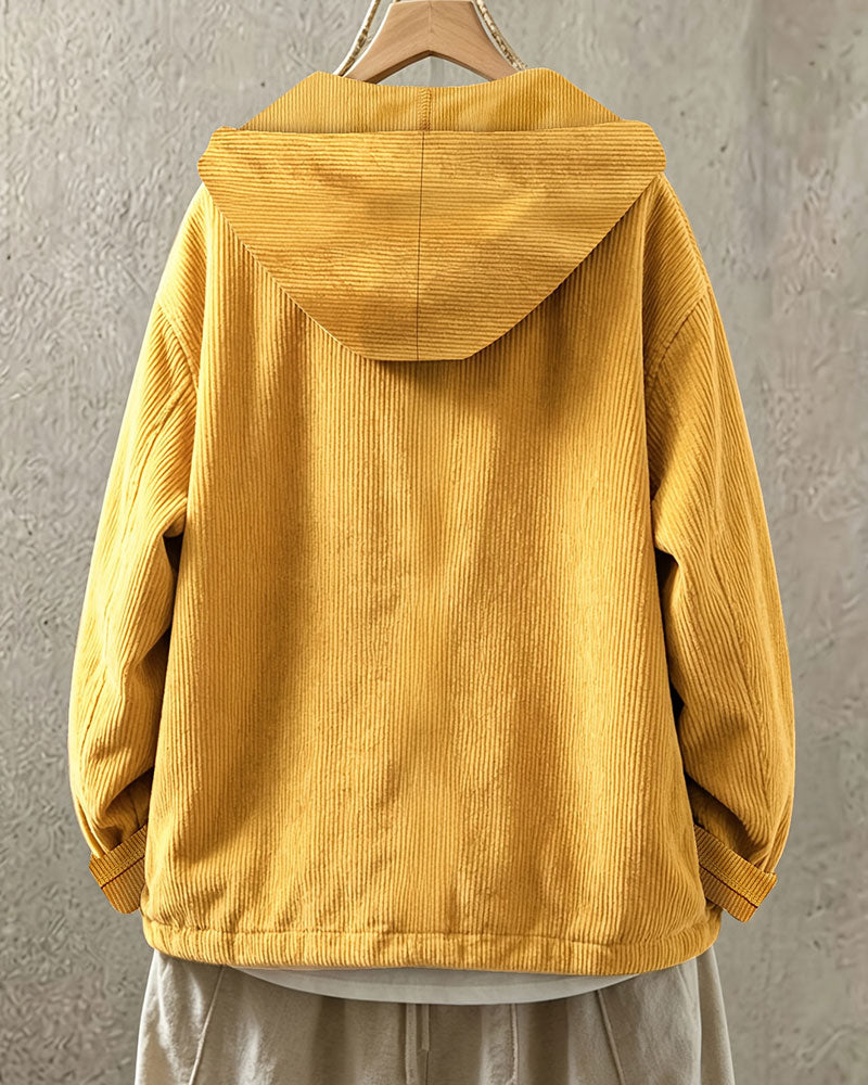 Veste Revers Unie Capuche