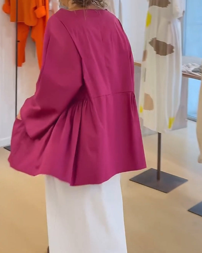 Blouse Unie À Manches Longues