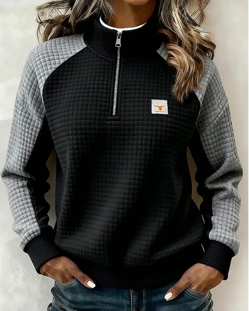 Sweat Col Montant Gaufre Color Block