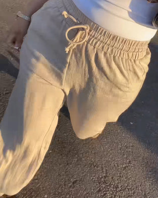 Pantalon Cordon Élastique Taille Décontracté Long