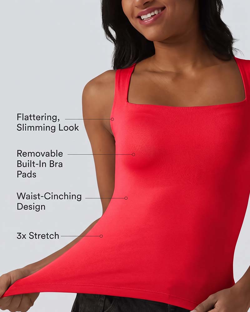 Débardeur Unie Col Carré Soutien-Gorge Intégré