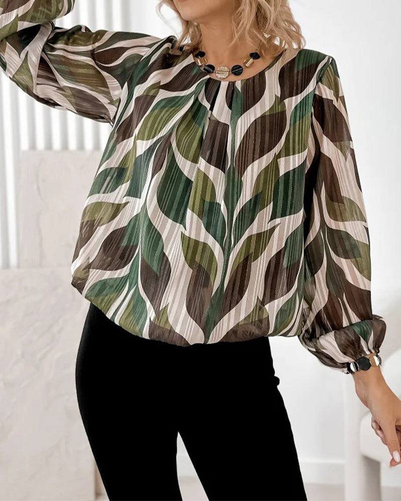 Blouse À Manches Ballon Et Col Rond