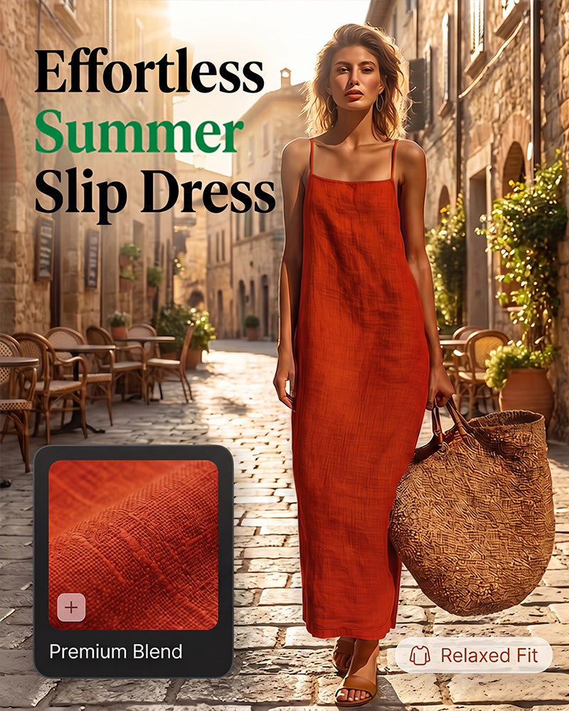 Robe Unie Bretelles Spaghetti Maxi