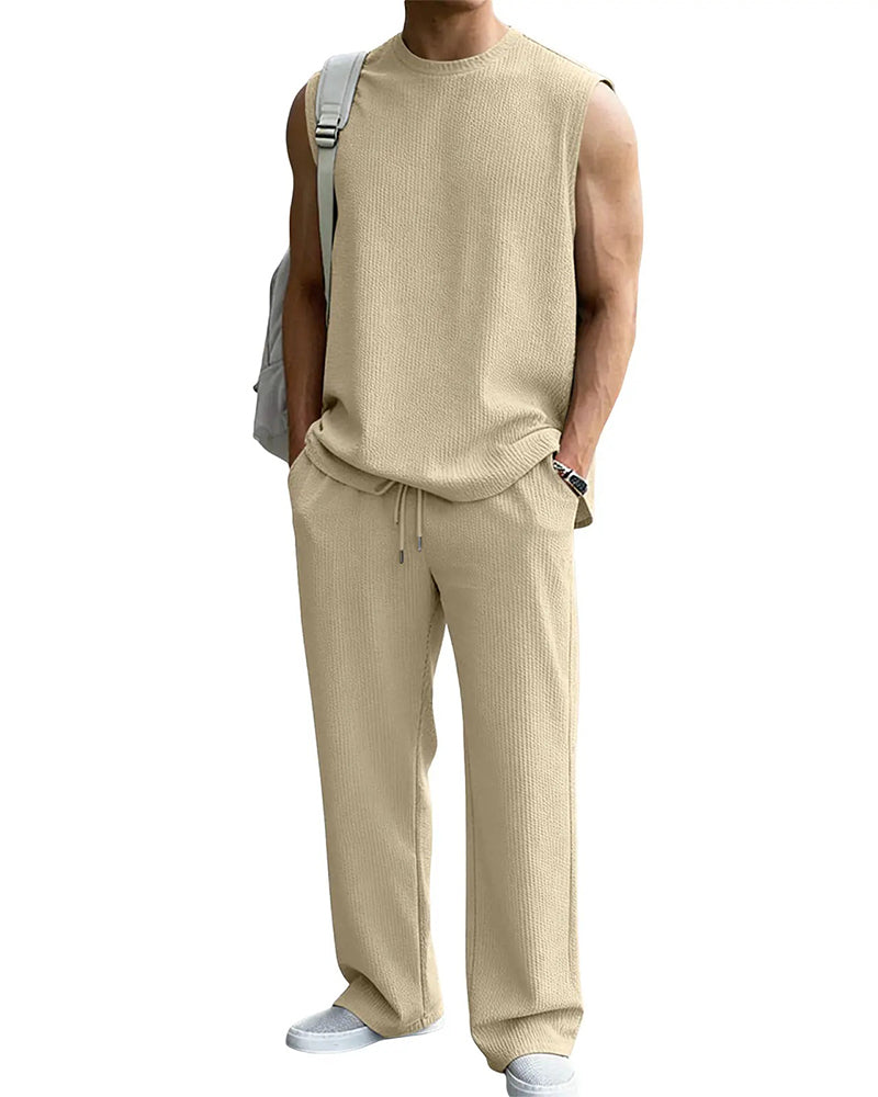 Ensemble Homme Uni Sans Manche