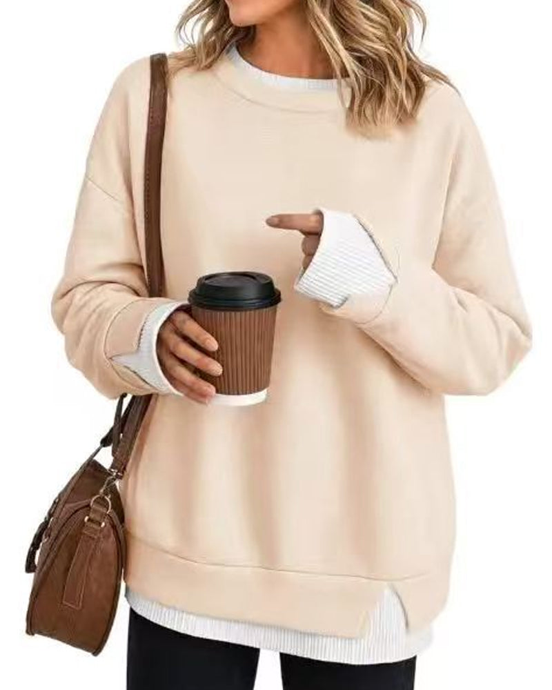 Sweat Faux Superposé Ample Manche Longue
