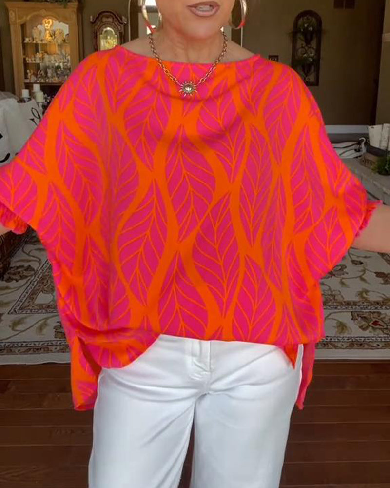 Blouse Col Rond Ample Imprimé