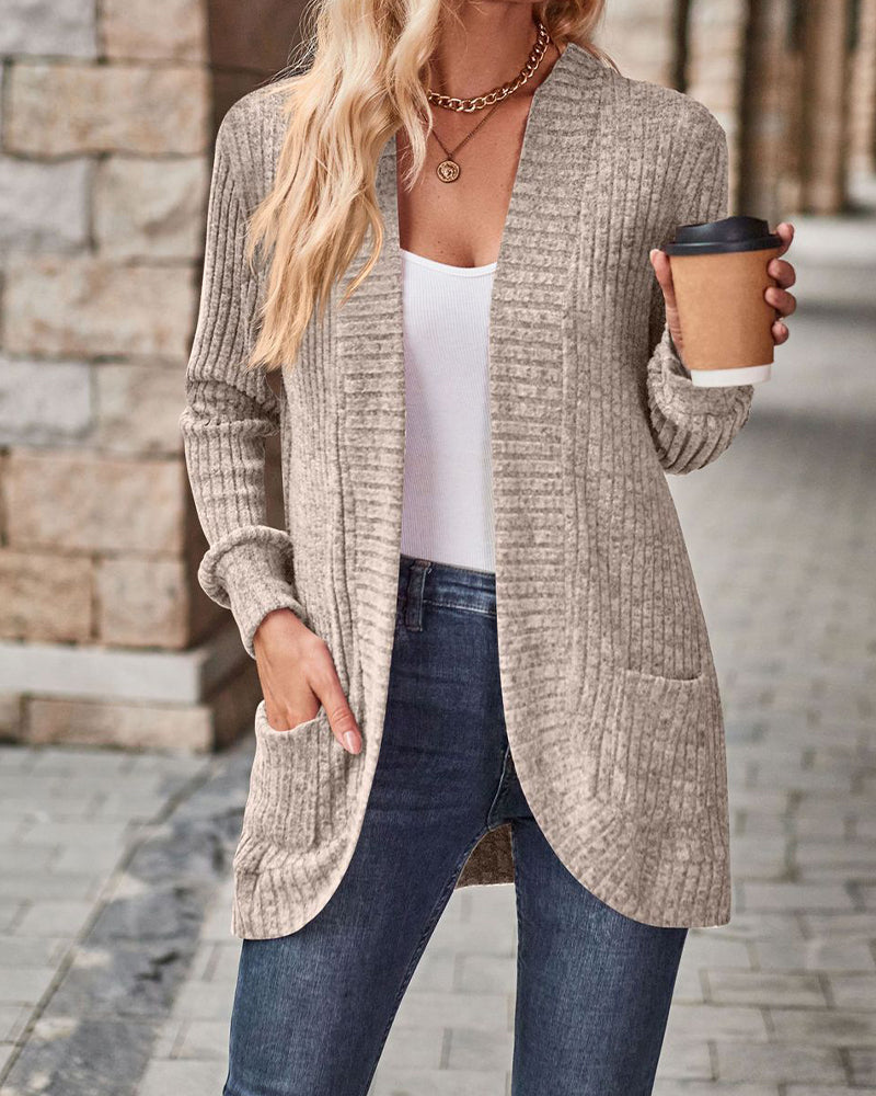 Manteau Brossé Décontracté Manche-Longue