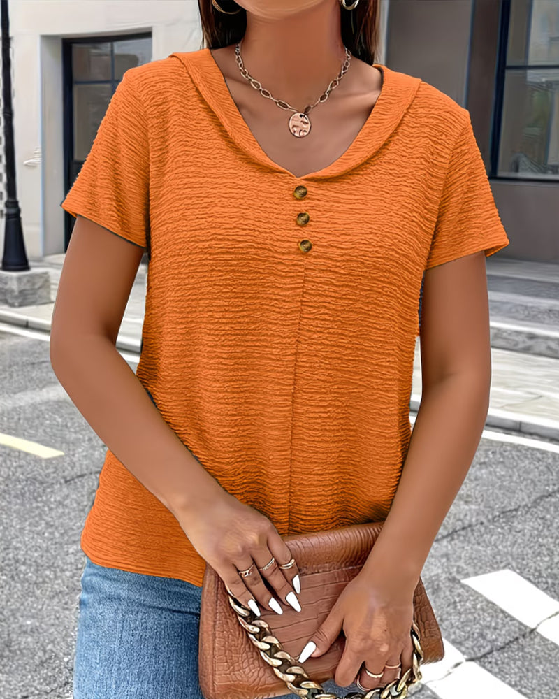 T-Shirt Col Peter Pan Trois Boutons