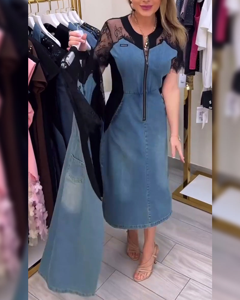 Robe À Manches En Dentelle Et Design Tendance