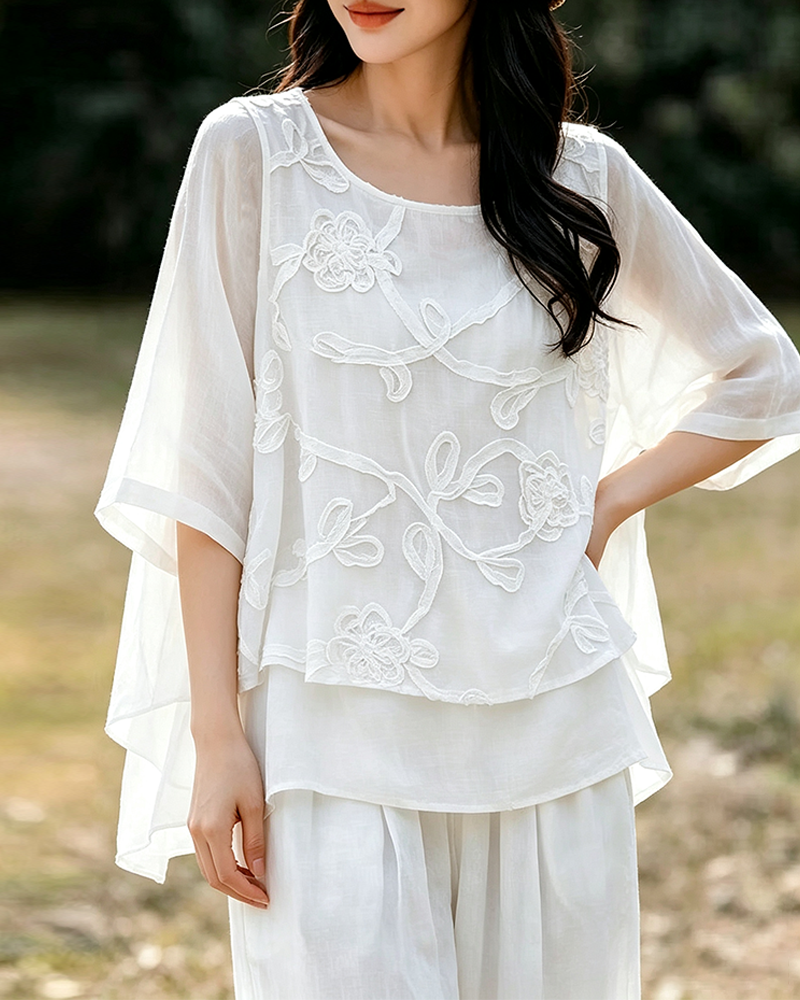 Blouse Uni Col Rond