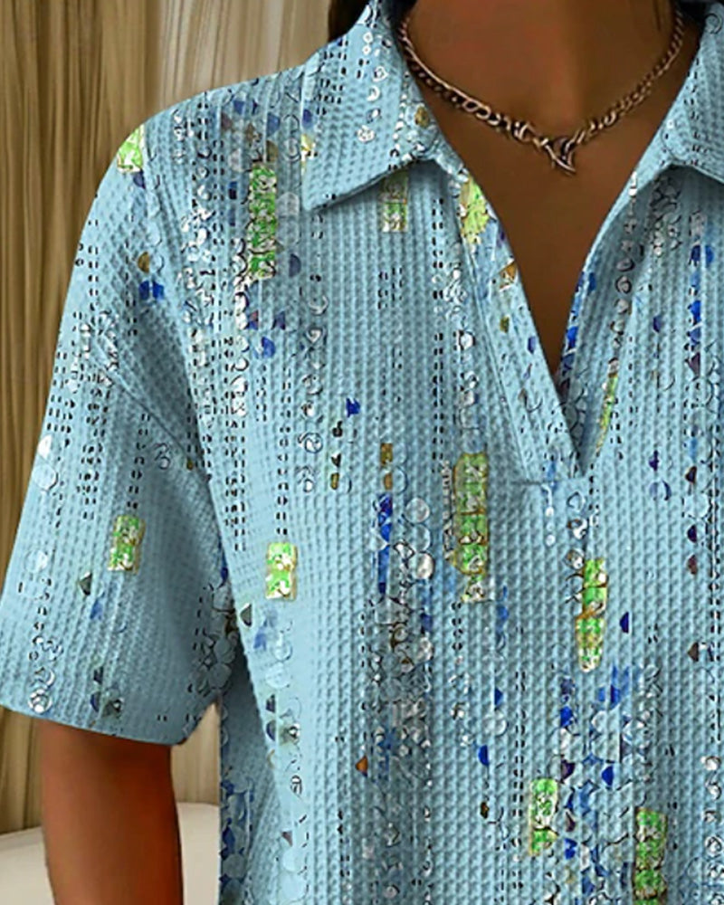 Blouse Décontractée Imprimée À Revers