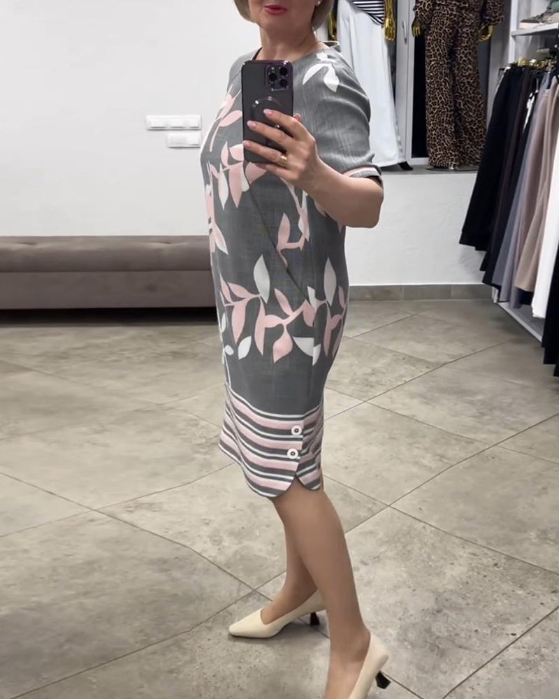 Robe décontractée à imprimé feuilles