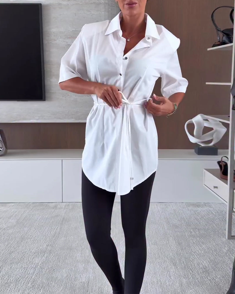 Chemise Ajustée Manche Coude Revers Longue