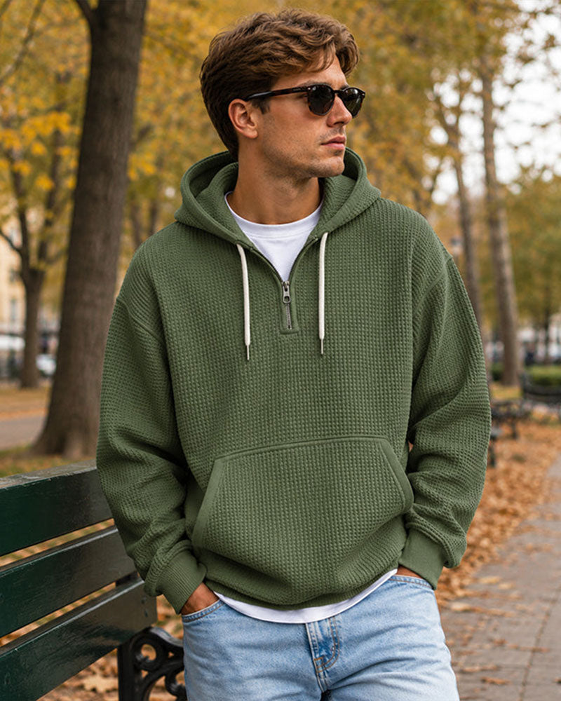 Hoodie Homme Unie Fermeture Éclair Pull