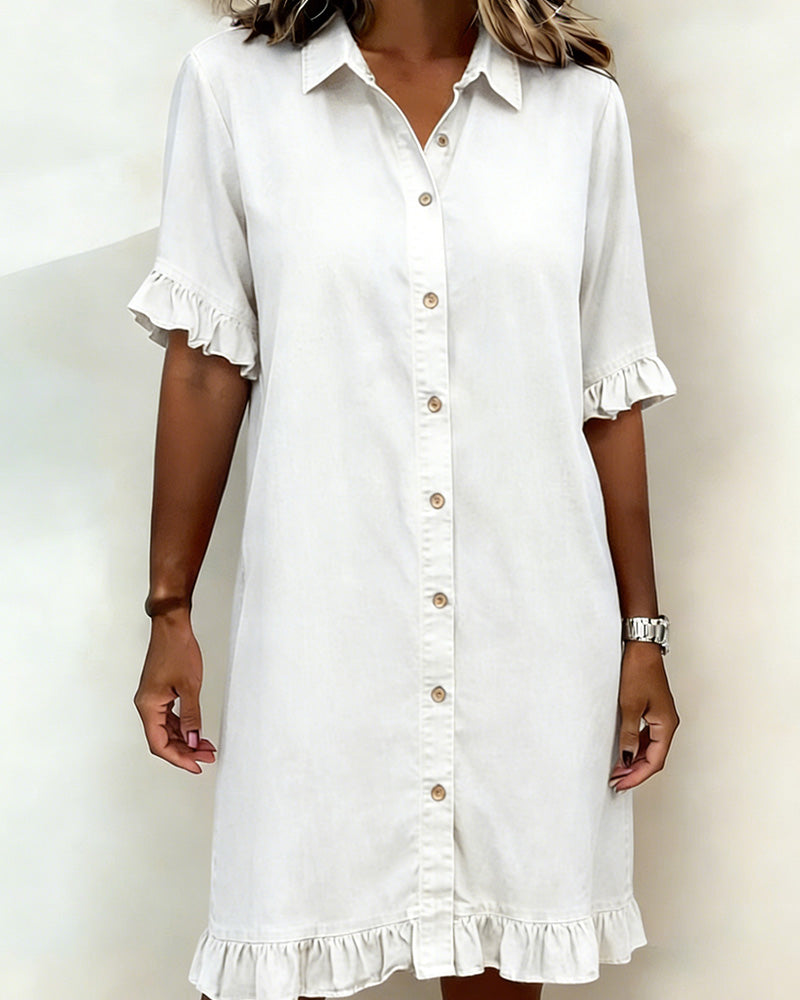 Robe Chemise En Denim À Volants