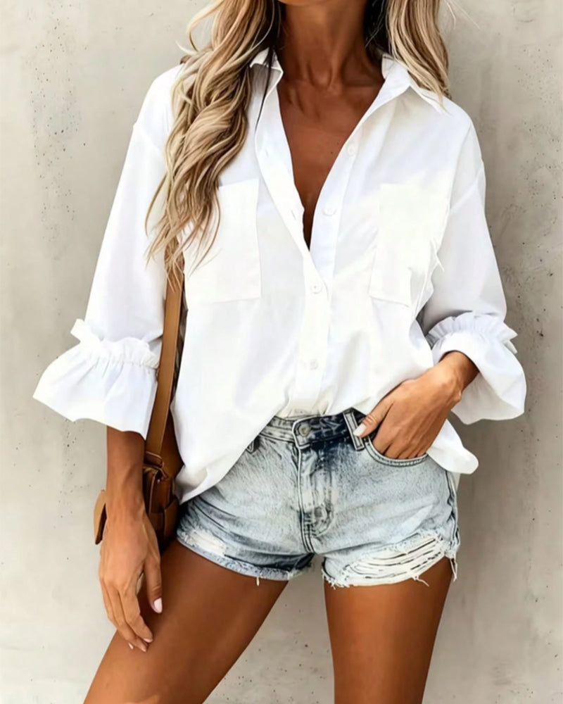 Chemise Unie Poche Décontractée