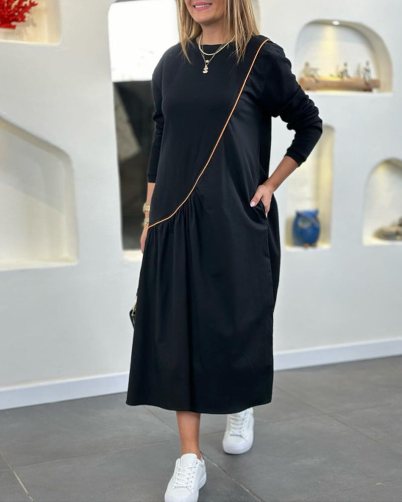 Robe droite avec poche et manches longues