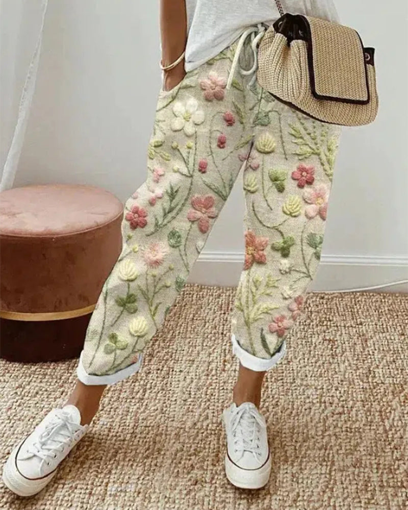 Pantalon avec poches et imprimé