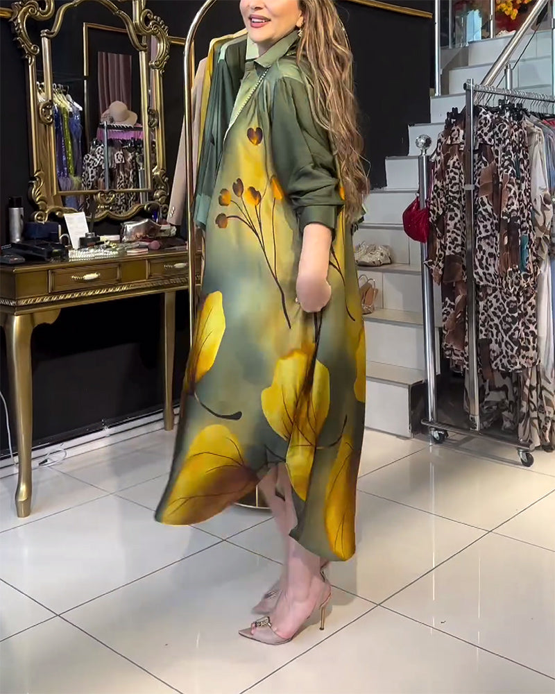 Robe à imprimé dégradé et poches à revers