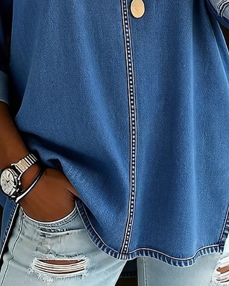 Blouse Col En V Ample Denim